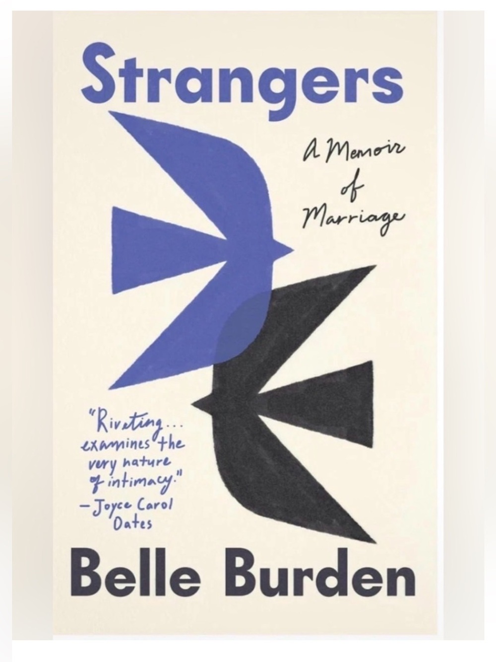 Strangers by Belle Burden — Cream, Blue & Black Cover